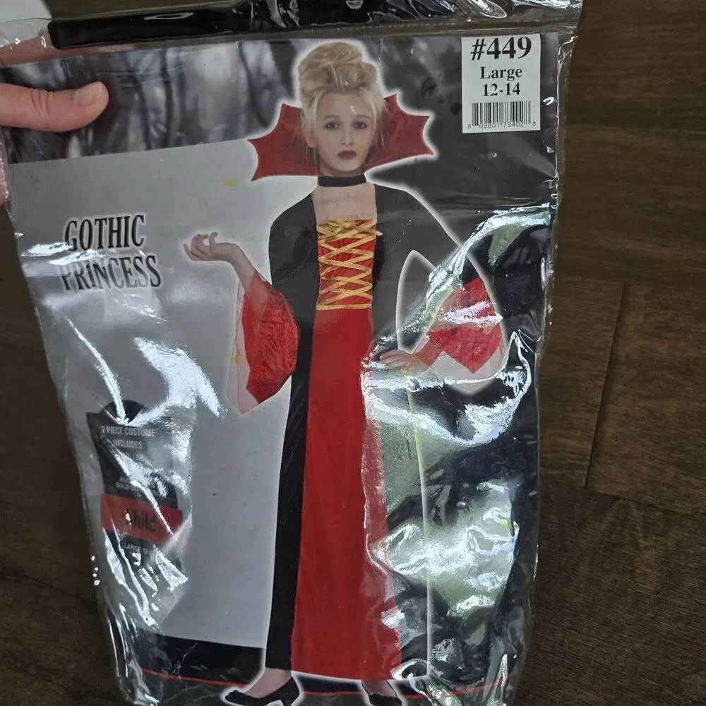 Gothic Princess Kids Halloween Costume Large 12 14 Years Old Girls NWT